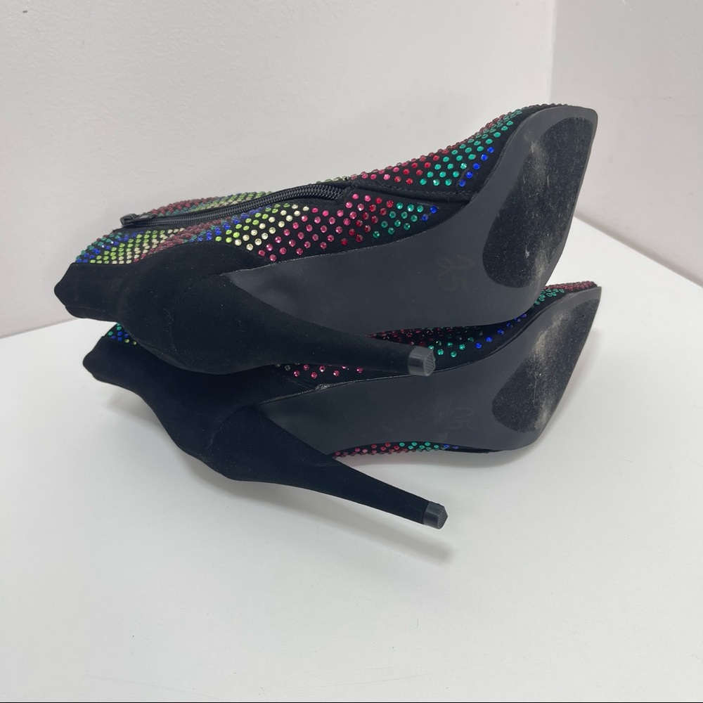 Sparkle Pointed Toe Heel Boots Booties Multicolor… - image 7
